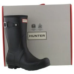 Hunter Womens Original Short Wellies Rain Boots - Black -Fashion Shoe Store t Blk WFS1000RMA BOX Extra552519