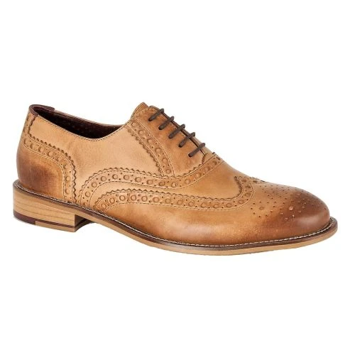 London Brogues Mens Gatsby WIDE Shoes - Tan 4 London Brogues Mens Gatsby WIDE Shoes - Tan - Image 2