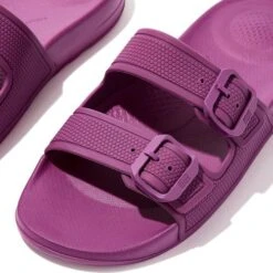 FitFlop Womens Iqushion Buckle Slides Sandals - Miami Violet -Fashion Shoe Store ushionTwoBar MiamiViolet 1835727